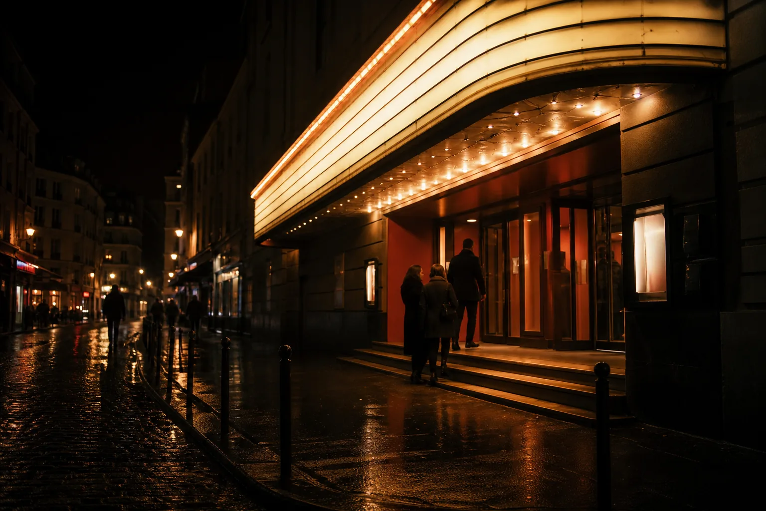 Cinema atmosphere in Pigalle at night
