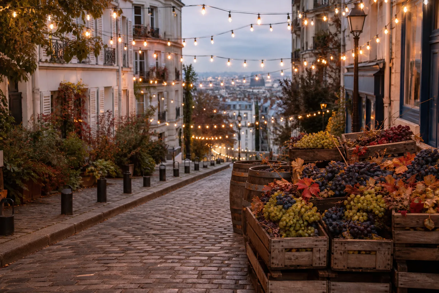 Harvest atmosphere and warm lights in Montmartre