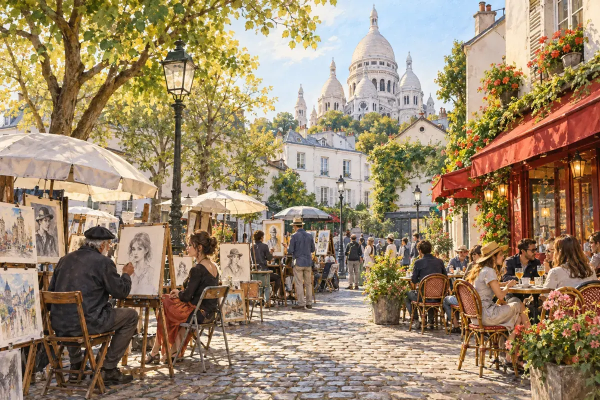 Illustration éditoriale : Le sommet et la place du Tertre